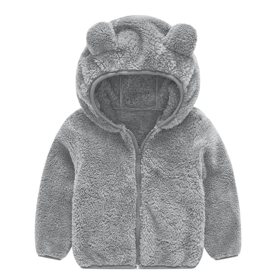 HOMADLES Toddler Boys Fleece Lined Keep Warm with Hoodie Soft Long Sleeve Zip Cute Coat Gray 18 Months
