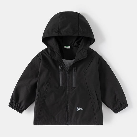 HOMADLES Toddler Boys Hooded Jacket Windbreaker Casual Outwear Long Sleeve Zip with Pockets Hood Jacket B Black 5 T