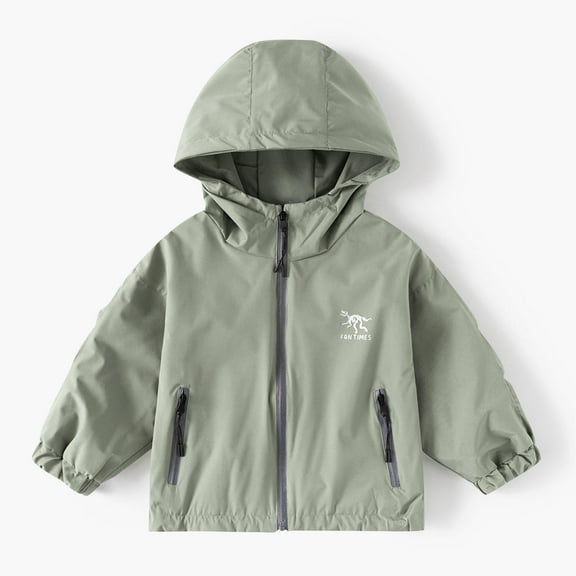 HOMADLES Toddler Boys Hooded Jacket Windbreaker Casual Outwear Long Sleeve Zip with Pockets Hood Jacket B Green 2 T