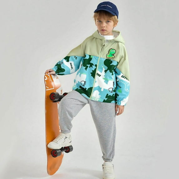 HOMADLES Toddler Boys Windbreaker Casual Lightweight Windproof Long Sleeve Outerwear Kids Zip Hood Jacket Green 3 T