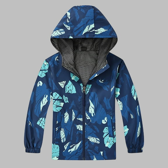 HOMADLES Toddler Boys Windbreaker Fleece Lined Casual Outerwear Kids Zip Hooded Jacket Cute Coat Dark Blue 4 T