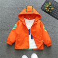 thumbnail image 1 of HOMADLES Toddler Boys Windbreaker Jacket Casual Printing Children Kids Zip Solid with Hooded Cute Coat Orange 4 T, 1 of 4