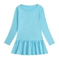 thumbnail image 1 of HOMADLES Toddler Girl Dress Crewneck Long Sleeve Soft Stretch Dresses for Girls Comfortable Fashion Dress Light Blue 5 T, 1 of 2