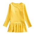 thumbnail image 1 of HOMADLES Toddler Girl Dress Crewneck Long Sleeve Soft Stretch Dresses for Girls Comfortable Fashion Dress Yellow 6 T, 1 of 2