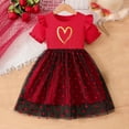 thumbnail image 1 of HOMADLES Toddler Girls Dress Crewneck Mesh Breathable Summer Short Sleeve Stretch Princess Dress Dress Red 2-3T, 1 of 9