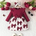 thumbnail image 1 of HOMADLES Toddler Girls Dress Crewneck Long Sleeve Solid Kid Girls Clothing Leisure Layered Dress Wine 12 Months, 1 of 9