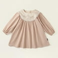 thumbnail image 1 of HOMADLES Toddler Girls Dress Long Sleeve Crewneck Soft Clothing Casual Dress for Girls Soft Comfortable Dress Beige 4-5T, 1 of 9