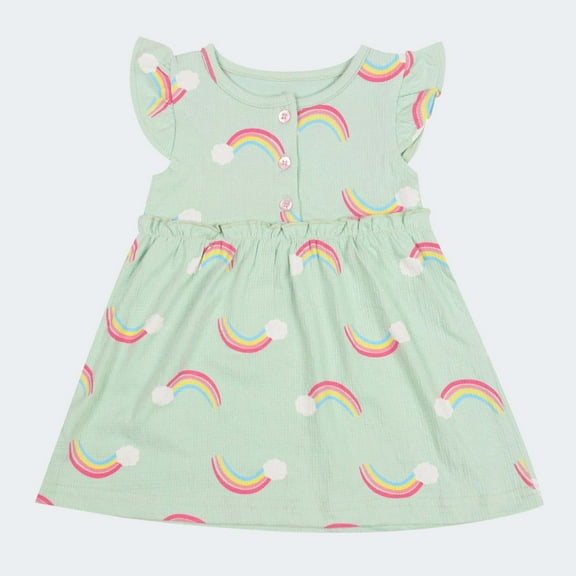 HOMADLES Toddler Girls Dress Sleeveless Ruffed Roundneck Print Casual Lightweight Loose Princess Dress Green 12 Months