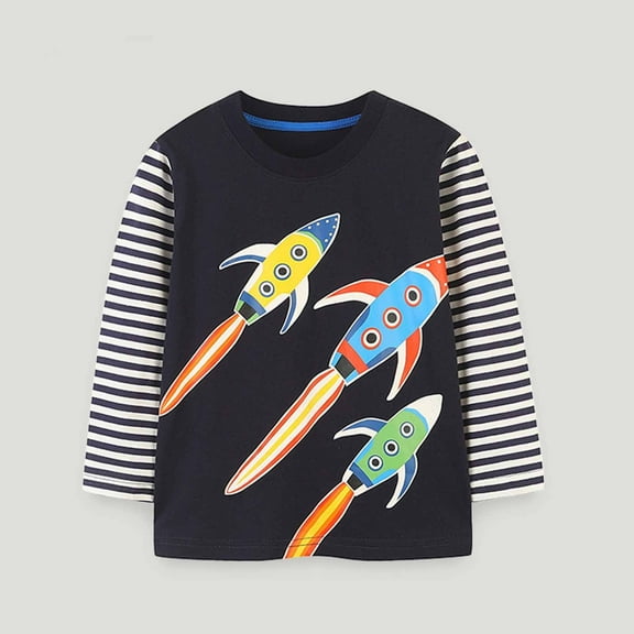 HOMADLES Toddler Girls Long Sleeve T Shirt Casual Printing Crewneck Solid Stretch Fashion, Basic Shirt Black 2-3T