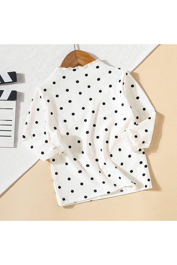 Toddler Girls Long Sleeve T shirt Crewneck Solid Stretch Cute Printing Casual, Basic Shirt White 7 T