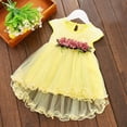 thumbnail image 1 of HOMADLES Toddler Kid Dress Crewneck Cotton Mesh Ruffed Flower Stretch Ruffed Summer Princess Dress Dress Yellow 12, 1 of 9