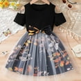 thumbnail image 1 of HOMADLES Toddler Kid Dress Crewneck Cotton Short Sleeve Mesh Breathable Stretch Ruffed Summer Princess Dress Dress Black 1-2T, 1 of 6