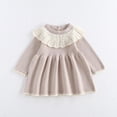thumbnail image 1 of HOMADLES Toddler Kids Girl Dress Long Sleeve Kint Crewneck Layering Casual Solid Girls Clothes Princess Dress Khaki 4 T, 1 of 8