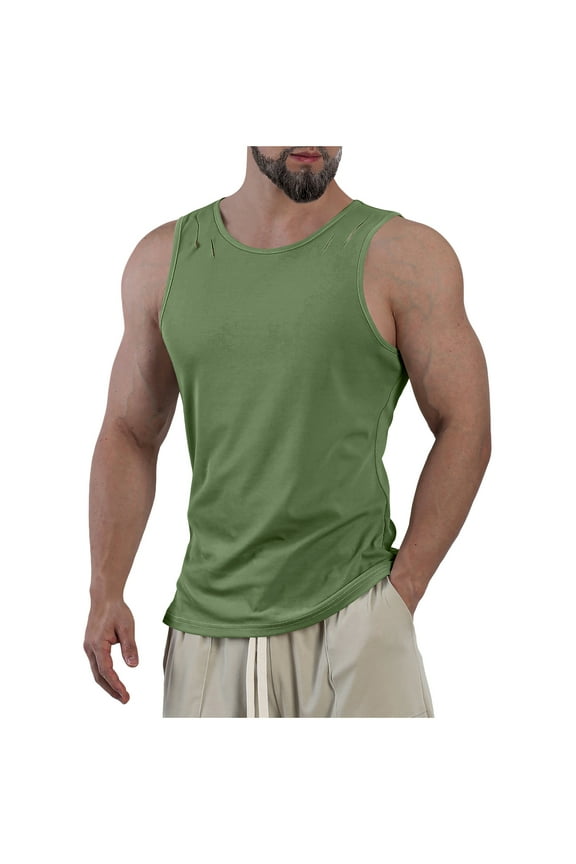 A Shirts Undershirts for Men Athletic Muscle Breathable Sleeveless Tops Army Green XL