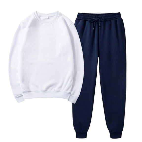 HOMADLES Womens Sweatsuits 2 piece Set Casual Crewneck Loose Hoodie and Fashion Jogger Baggy Sweatpant, Workout Sets White 3XL
