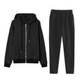 thumbnail image 1 of HOMADLES Womens Sweatsuits 2 piece Sets Zip up Solid Long Sleeve Fall Fashion Baggy Hoodie Jacket and Jogger Sweatpant, Workout Sets Black M, 1 of 4