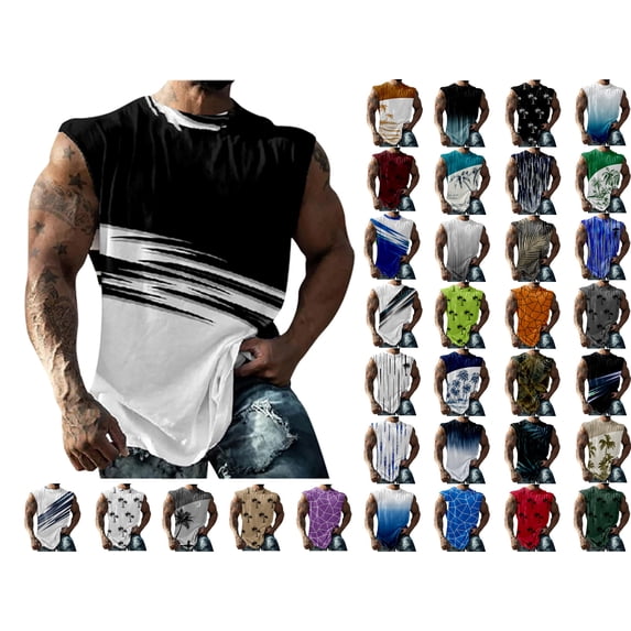 HOMADLES Workout Tank Tops for Men Lapel Plaid Print Lightweight Work Shirt Graphic Print Crewneck Basice Muscle Tank for Men Lightweight Outdoor Gym Sleeveless Tank Tops A Light Blue S