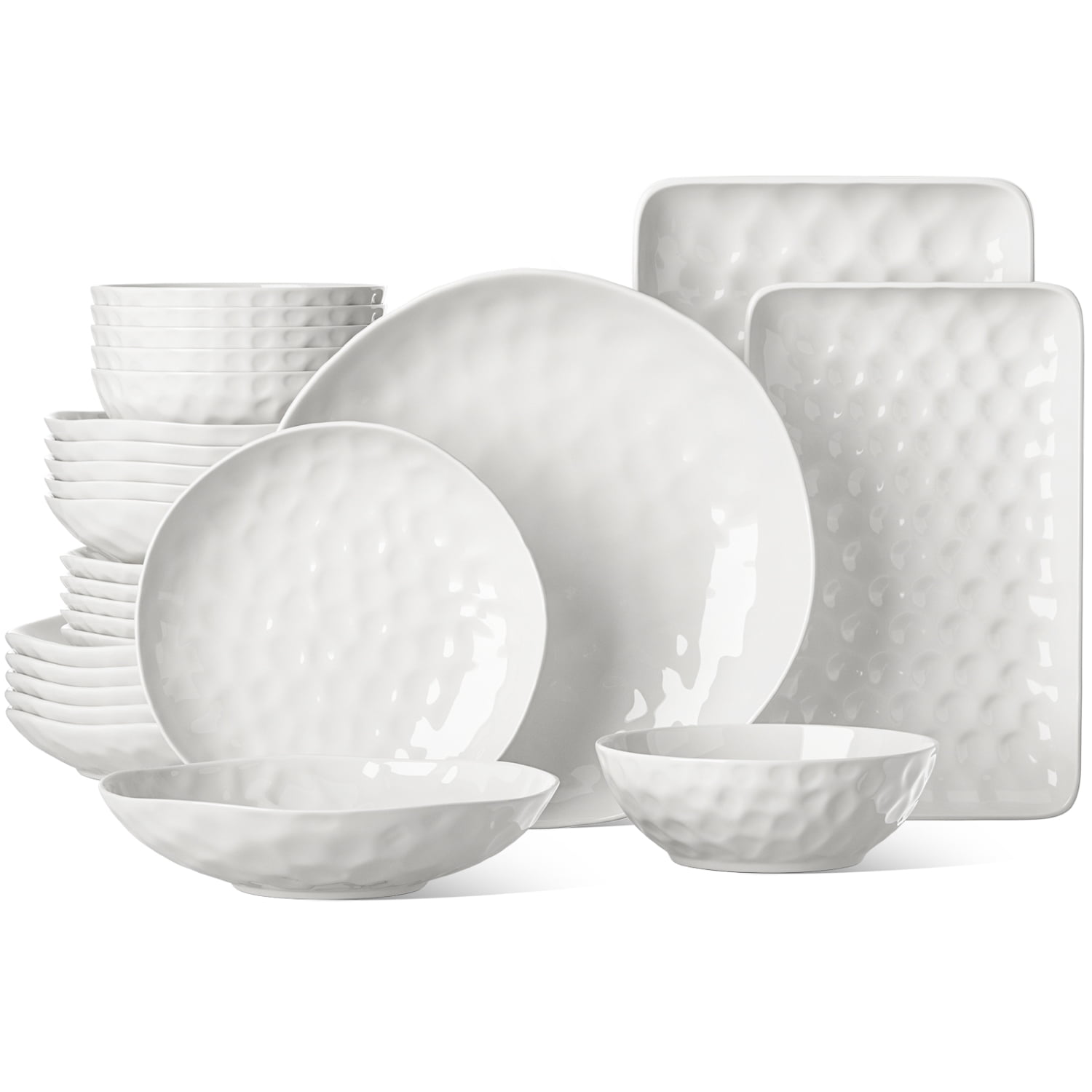 HOMBENE Plates and Bowls Sets, 26 Piece Modern Dish Set for 6, Porcelain Dinnerware
