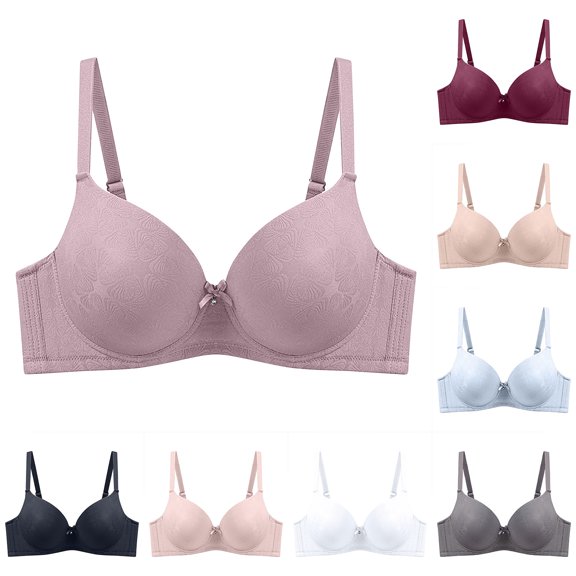 HOMBOM 2025 New Bras for Women Bralette Plus Size Push-Up Unlined Bras Gray Soft Spaghetti Straps Wireless Brassiere 38D