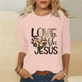 thumbnail image 1 of HOMBOM 3/4 Sleeve Easter Tops Women Pink Casual Tops LOVE LIKE JESUS Crew Neck Womens Tops Clearance Under $5 XXL, 1 of 5