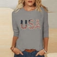 thumbnail image 1 of HOMBOM 3/4 Sleeve Shirts for Women 4th of July Patriotic USA Print Casual Crew Neck Young Womens T Shirts, 1 of 5