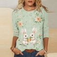 thumbnail image 1 of HOMBOM 3/4 Sleeve Tops for Women Summer T-Shirts Easter Crew Neck Bunny Print Casual Ladies Graphic Tees, 1 of 5