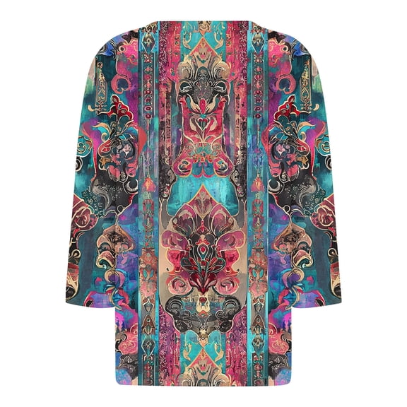 HOMBOM 3/4 Sleeve Women Blouses Floral Purple Casual V-Neck Vintage Graphic 2025 Fashion T-Shirts