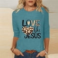 thumbnail image 1 of HOMBOM 3/4 Sleeve Womens Dressy Easter Tops Blue Casual Tops Crew Neck LOVE LIKE JESUS Cute Tops For Women M, 1 of 5