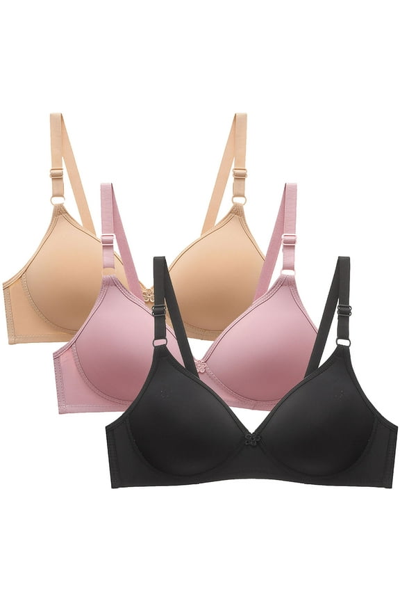 3PC Bras for Women Pack Convertible Wire-Free Daily Bra Black Balconette Bra Daily Bra XL