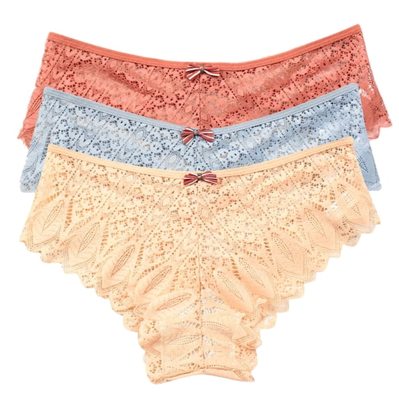 HOMBOM 3PC Underwear Women Pack High Waist Cheeky Underwear Packs Lace Beige High Waisted Panties for Women S