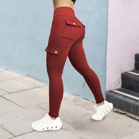 HOMBOM Active Leggings Women Wine Slim-Leg Long Workout Running Yoga High Elastic Waist Casual Women Pants Under $10 M