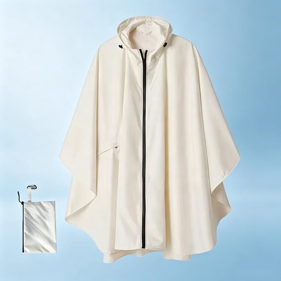 HOMBOM Adults Waterproof Rain Ponchos PU Raincoat Hooded Emergency Outdoor Rain Jacket for Women Lightweight