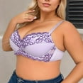 thumbnail image 1 of HOMBOM Balconette Bras for Women Push-Up Everyday Plus Size Unlined Bras Wireless Spaghetti Straps Soft Purple Brassiere 40D, 1 of 9