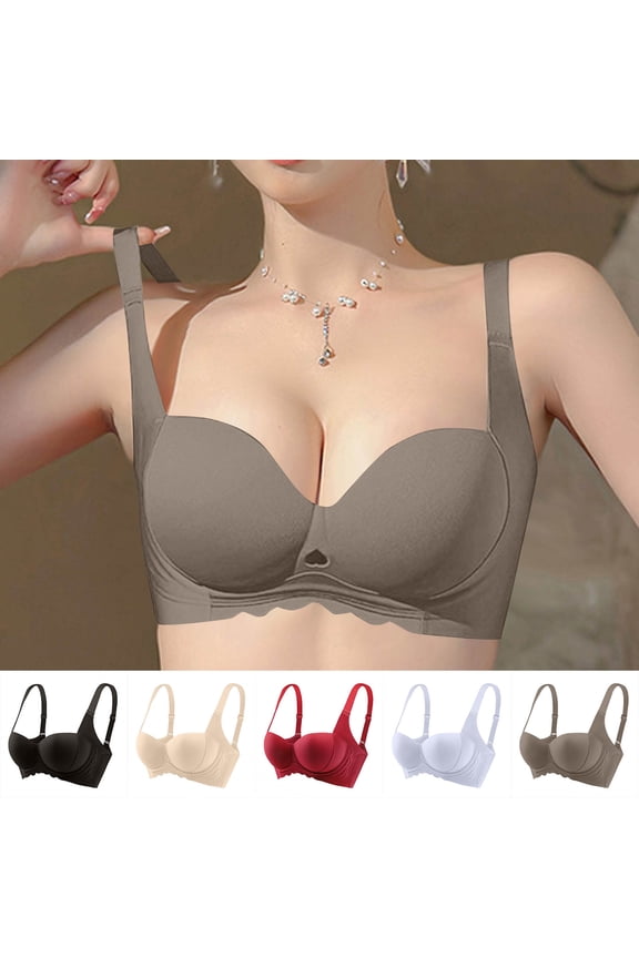 Balconette Womens Bras Soft Cup Push-Up Soft Bras Spaghetti Straps Khaki No Underwire Wireless Brassiere 34AB