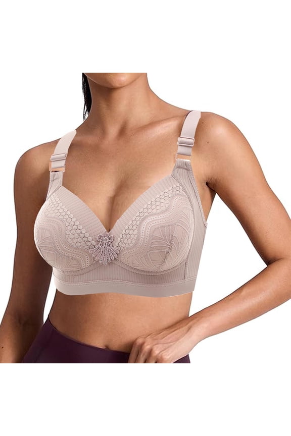 Basic Womens Bras Soft Cup Full-Figure Unlined Bras Wireless Pink No Underwire Brassiere 44D