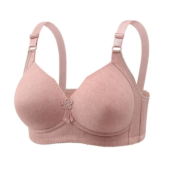 HOMBOM Basic Womens Bras Soft Cup Full-Figure Unlined Bras Wireless Pink No Underwire Brassiere 44D