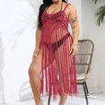 thumbnail image 1 of HOMBOM Beach Cover Up for Women Plus Size Tassel Dresses V Neck Crochet Womens Beach Dress, 1 of 6