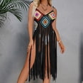 thumbnail image 1 of HOMBOM Beach Cover Ups for Women Tassel Dresses Casual Flower Embroidery V Neck Womens Boho Beach Cover-Up, 1 of 7