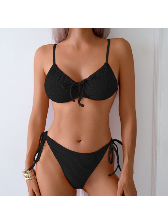 Bikini Swimsuits for Women High Waisted Swimwear Black Bikini Bottoms Triangle Adults Bathing Suit Holiday