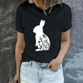 thumbnail image 1 of HOMBOM Black Easter Shirts for Women With Eggs Short Sleeve Crew Neck T-shirt Easter Bunny Print Womens Tops Clearance XXL, 1 of 5
