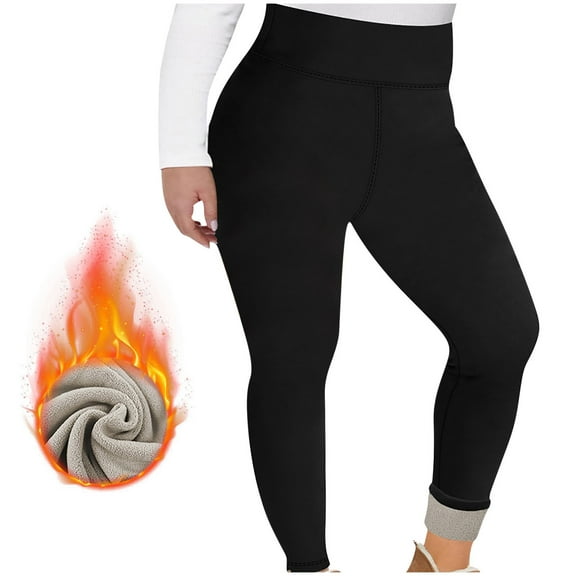 HOMBOM Black Plus Size Leggings for Womens Thermal Soft Fleece High Waisted Womens Tights