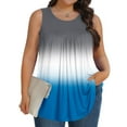 thumbnail image 1 of HOMBOM Blue Tops for Women 2025 Plus Size Tank Top Crew Neck Sleeveless Color Blocking Tunic Blouse, 1 of 6