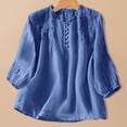 thumbnail image 1 of HOMBOM Blue Y2k Tops Women Casual 3/4 Sleeve Plus Size Solid V-Neck Tunic Blouse L, 1 of 5