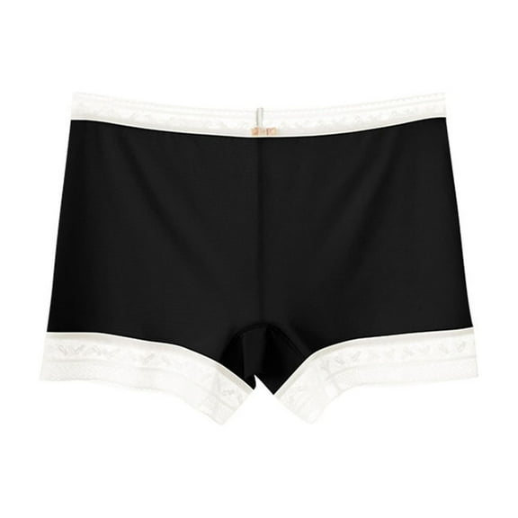 HOMBOM Boxer Brief Ice Silk Panties for Women Pack Black High Waist Underwear Women Pack L