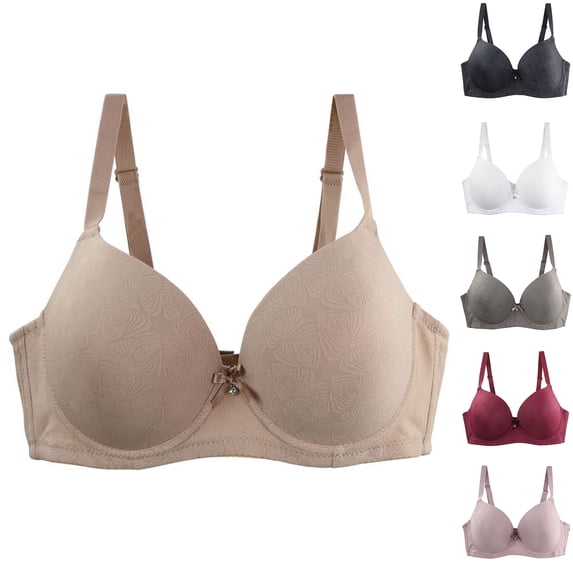 HOMBOM Bralette Womens Bras Push-Up Plus Size Summer Unlined Bras Spaghetti Straps Wireless Basic Khaki Brassiere 42C