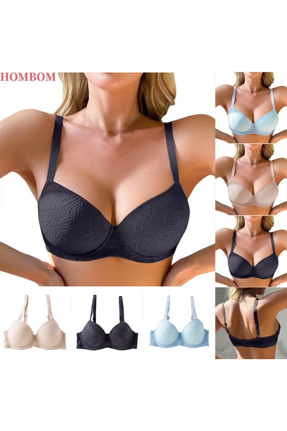 Bras for Women Bralette Minimizer Basic Unlined Brassiere Black Spaghetti Straps Wireless Comfort Bras 30C