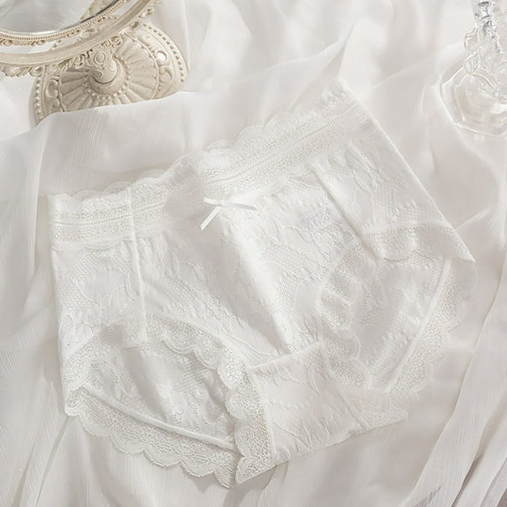 HOMBOM Brief Lace Panties for Women Pack White Breathable Breathable Underwear for Women M