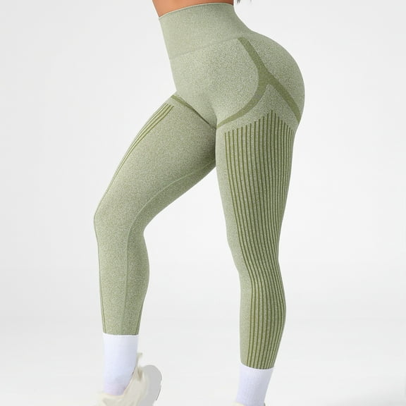 HOMBOM Butt Lifting Leggings for Womens Green Buttery Soft Stretch Activewear High Waist Ladies Pants No Front Seam S