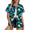 thumbnail image 1 of HOMBOM Button down Shirts for Women Hawaiian Casual Mint Green Short Sleeve Floral Collared Trendy Tops XL, 1 of 5