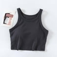 thumbnail image 1 of HOMBOM Camisoles Sleeveless Dark Gray Crew Neck Solid Color Crop Tops with Built in Bras Y2k Tops Summer M, 1 of 6